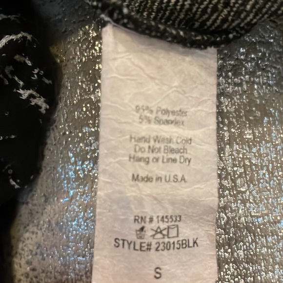 W5 Blouse career Boat neck polyester spandex blend white black medium - Picture 4 of 4